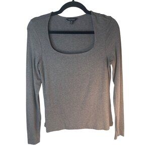 2/$30 Banana Republic Gray Medium Long Sleeve Square Neck Top